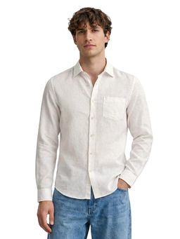 The Indian Garage Co - White Men Slim Fit Solid Cutaway Collar Full Sleeves Shirt