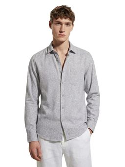 The Indian Garage Co - Men Light Grey Slim Fit Printed Cutaway Collar Full Sleeves Shirt