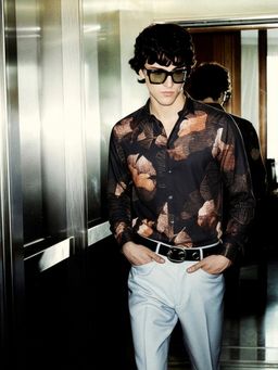 The Indian Garage Co - Black Men Slim Fit Printed Cutaway Collar Full Sleeves Shirt