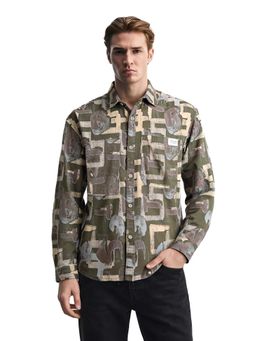 The Indian Garage Co - Green Men Regular Fit Printed Cutaway Collar Full Sleeves Shirt