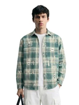 The Indian Garage Co - Green Men Regular Fit Checked Cutaway Collar Full Sleeves Shirt