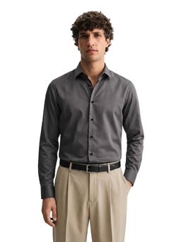 The Indian Garage Co - Grey Men Slim Fit Solid Cutaway Collar Full Sleeves Shirt