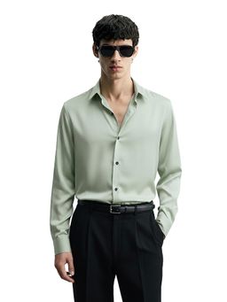 The Indian Garage Co - Green Men Slim Fit Solid Cutaway Collar Full Sleeves Shirt