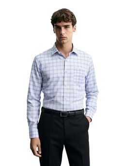 The Indian Garage Co - Blue Men Slim Fit Checked Cutaway Collar Full Sleeves Shirt
