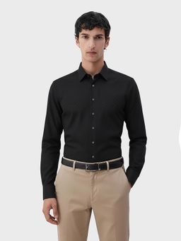 The Indian Garage Co - Black Men Slim Fit Checks Small Collar Full Sleeves Shirt
