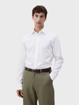 The Indian Garage Co - White Men Slim Fit Checks Small Collar Full Sleeves Shirt