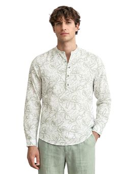 The Indian Garage Co - Green Men Regular Fit Printed Mandarin Collar Full Sleeves Shirt