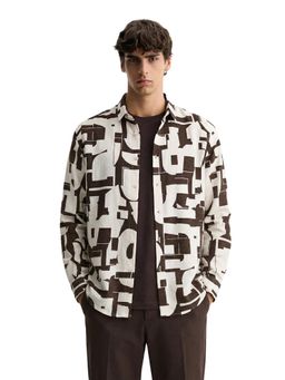 The Indian Garage Co - Brown Men Slim Fit Printed Cutaway Collar Full Sleeves Shirt