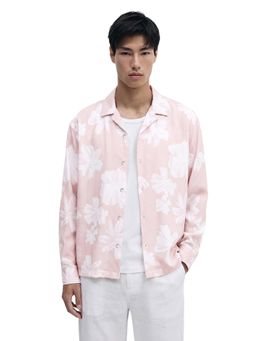 The Indian Garage Co - Pink Men Relaxed Fit Printed Cuban Collar Full Sleeves Shirt