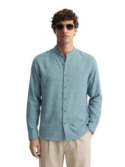 The Indian Garage Co - Green Men Relaxed Fit Textured Mandarin Collar Full Sleeves Shirt