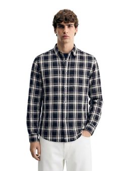 The Indian Garage Co - Black Men Slim Fit Checked Cutaway Collar Full Sleeves Shirt
