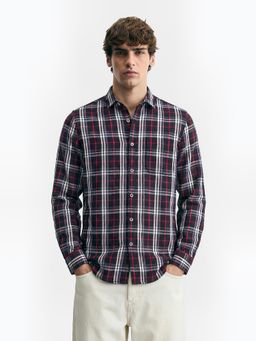 The Indian Garage Co - Black Men Slim Fit Checked Cutaway Collar Full Sleeves Shirt