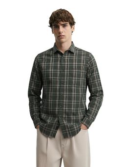 The Indian Garage Co - Green Men Slim Fit Checked Cutaway Collar Full Sleeves Shirt