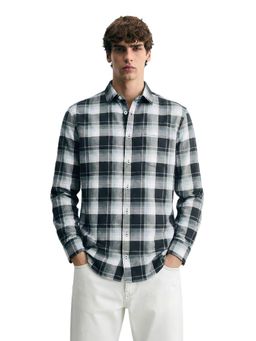 The Indian Garage Co - Black Men Slim Fit Checked Cutaway Collar Full Sleeves Shirt