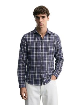 The Indian Garage Co - Grey Men Slim Fit Checked Cutaway Collar Full Sleeves Shirt