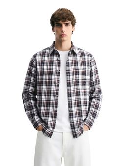 The Indian Garage Co - Black Men Slim Fit Checked Cutaway Collar Full Sleeves Shirt