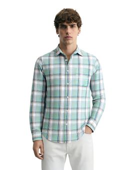 The Indian Garage Co - Green Men Slim Fit Checked Cutaway Collar Full Sleeves Shirt