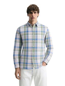 The Indian Garage Co - Green Men Slim Fit Checked Cutaway Collar Full Sleeves Shirt