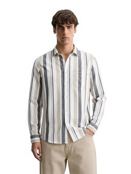 The Indian Garage Co - White Men Slim Fit Striped Cutaway Collar Full Sleeves Shirt
