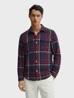 The Indian Garage Co - Blue Men Regular Fit Checked Cutaway Collar Full Sleeves Overshirt