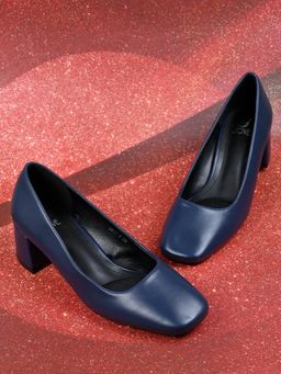 Jove - Women Navy Blue Solid Pumps