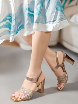 ELLE - Rose Gold Embellished Women Wedding Sandal Heels