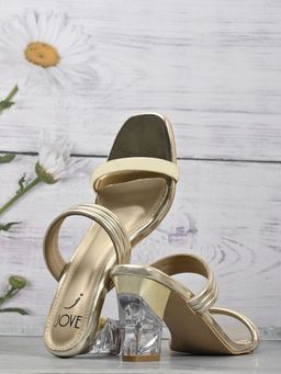 Jove - Women Gold Solid Sandal Heels