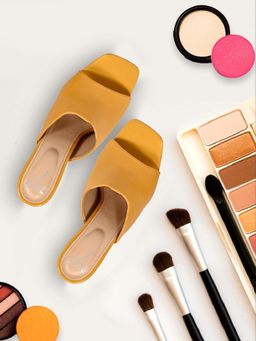 Jove - Women Mustard Solid Sandal Heels