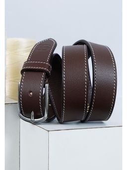Berbanto - Men Oxford Stitch Leather Belt - Brown