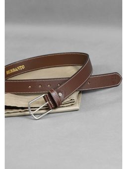 Berbanto - Men Cambridge Stitch Leather Belt - Brown