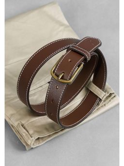 Berbanto - Men Cambridge Stitch Leather Belt - Brown