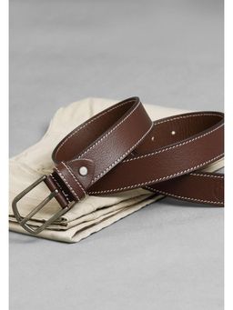 Berbanto - Men Cambridge Stitch Leather Belt - Brown