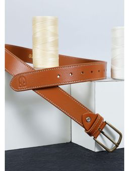 Berbanto - Men Siena Stitch Leather Belt - Tan