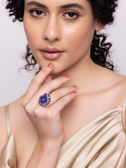 Indya - Gold Druzy Stone Adjustable Ring