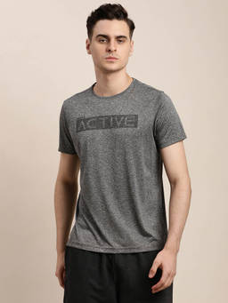 Turtle - Men Polyester Grey Printed Slim Fit Crew Neck T-Shirt