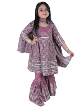 Pink Blue India - Multi-Color Floral Kurta Sharara With Dupatta