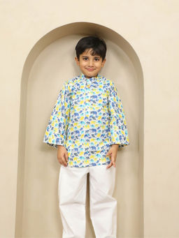 Pink Blue India - Blue Printed Kurta & Pyjama