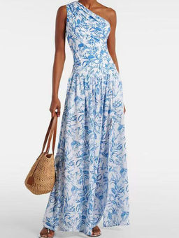 Addery - Women One-Shoulder Floral Monokini & Sarong Skirt (Set of 2)