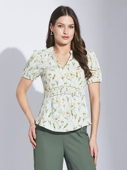 Latin Quarters - Women Green Casual Floral Printed Top