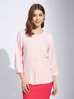 Latin Quarters - Women Pink Solid Casual Top
