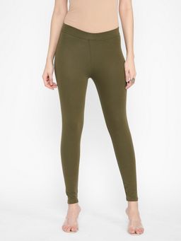 R&B - Olive Solid Regular Women Leggings