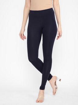 R&B - Navy Blue Solid Regular Women Leggings