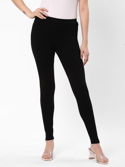 R&B - Black Solid Skinny Women Leggings