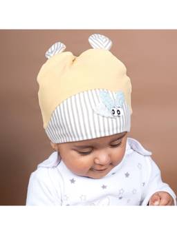 Baby Moo - Busy Bee All Season Stretchable Hosiery Warm 3D Beanie Cap - Mustard