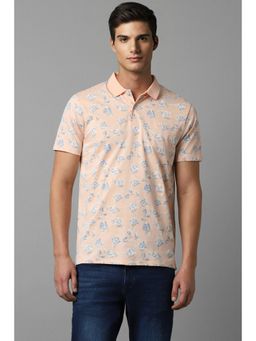 Allen Solly - Men Peach Print Collar Neck Polo T-Shirt