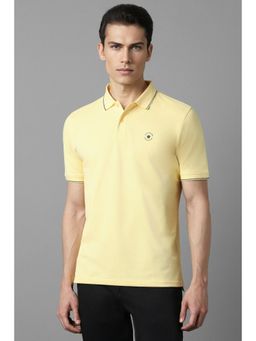 Louis Philippe - Men Yellow Solid Collar Neck Polo T-Shirt