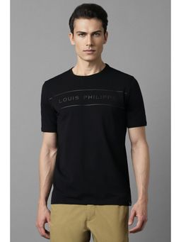 Louis Philippe - Men Black Print Crew Neck T-Shirt