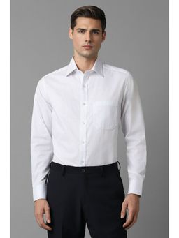 Louis Philippe - Men White Classic Fit Checks Full Sleeves Formal Shirt