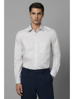 Louis Philippe - Men White Classic Fit Stripe Full Sleeves Formal Shirt