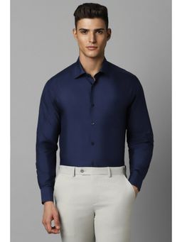 Louis Philippe - Men Navy Classic Fit Solid Full Sleeves Formal Shirt